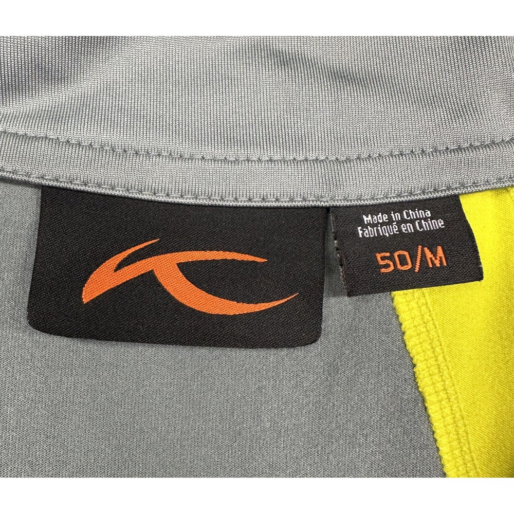 KJUS Quarter Zip Pullover Men 50/M Gray Neon Yellow Golf Performance Mid Layer - Picture 4 of 8